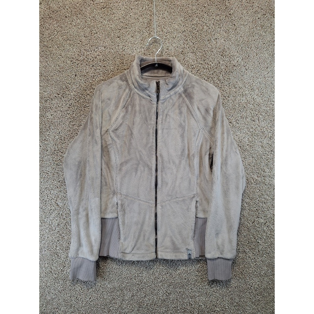 Free Country Plush Butter Pile Zip Up Jacket Womens Medium Gray Thumbhole Sleeve